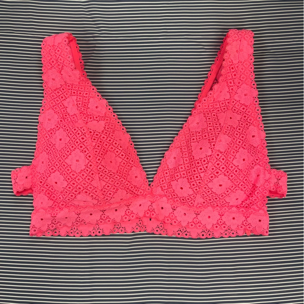 Aerie Hot Pink Lace Bralette - Size Large